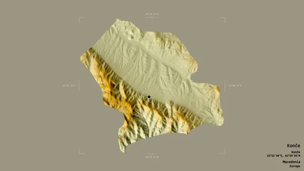 Area Konce Municipality Macedonia Isolated Solid Background Georeferenced Bounding Box — Stock Photo, Image