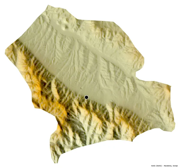 Makedonya 'nın başkenti Konce' nin beyaz arka planda izole edilmiş şekli. Topografik yardım haritası. 3B görüntüleme