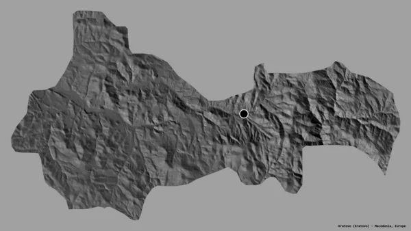 マケドニアの自治体クラトヴォの形で その首都はしっかりした色の背景に隔離されています 標高マップ 3Dレンダリング — ストック写真
