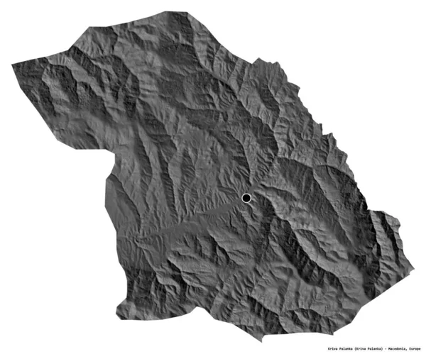 Форма Кривы Паланки Муниципалитета Македонии Столицей Изолированной Белом Фоне Карта — стоковое фото