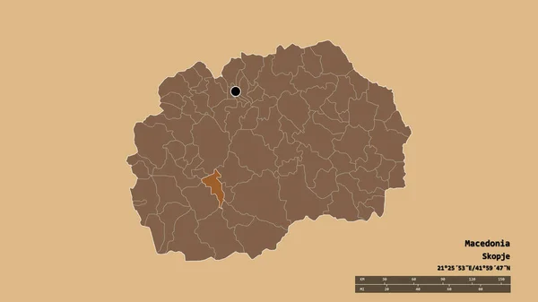 Обесцвеченная Форма Македонии Столицей Главным Региональным Делением Отделенной Территорией Крушево — стоковое фото