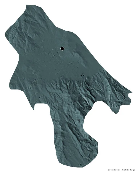 马其顿市Lozovo的形状 其首都被白色背景隔离 彩色高程图 3D渲染 — 图库照片