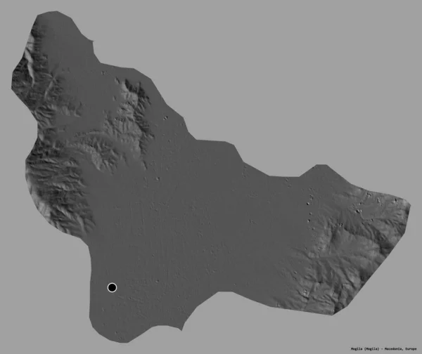 Formen Til Mogila Makedonia Kommune Med Hovedstad Isolert Solid Fargebakgrunn – stockfoto