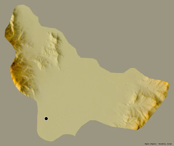 マケドニアの自治体であるモギラの形は その首都はしっかりとした色の背景に隔離されています 地形図 3Dレンダリング — ストック写真