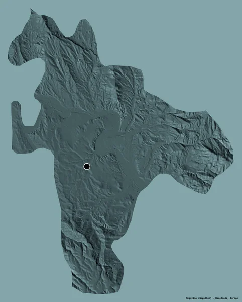 马其顿共和国内哥蒂诺的形状 其首都以纯色背景隔离 彩色高程图 3D渲染 — 图库照片