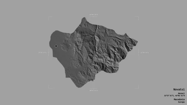 马其顿市诺瓦茨市的一个地区 在一个地理参照框的坚实背景下被隔离 Bilevel高程图 3D渲染 — 图库照片