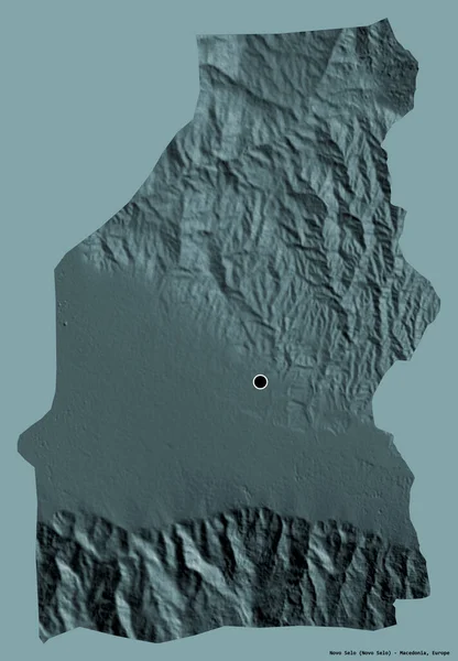 马其顿市Novo Selo的形状 其首都以纯色背景隔离 彩色高程图 3D渲染 — 图库照片