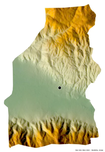 马其顿共和国Novo Selo的形状 其首都因白人背景而孤立 地形浮雕图 3D渲染 — 图库照片