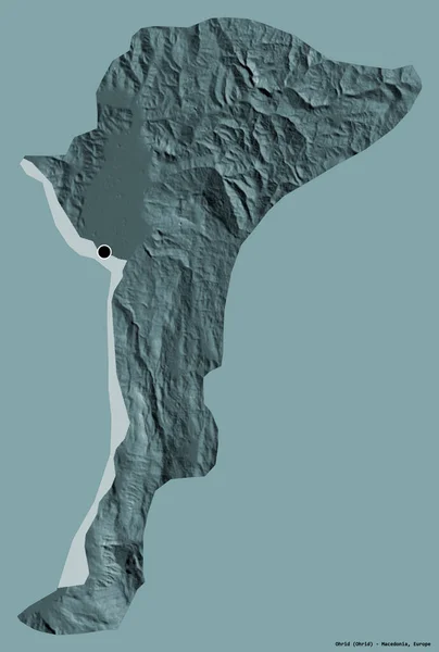 Form Ohrid Makedoniens Kommun Med Sin Huvudstad Isolerad Solid Färg — Stockfoto