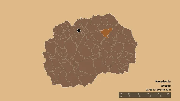 Forme Désaturée Macédoine Avec Capitale Principale Division Régionale Région Séparée — Photo