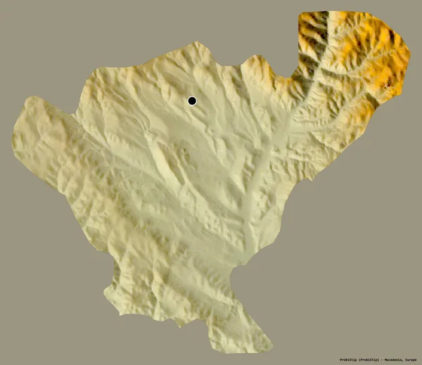 马其顿市Probistip的形状 其首都以纯色背景隔离 地形浮雕图 3D渲染 — 图库照片