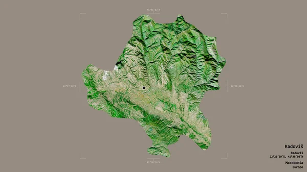 マケドニアの自治体であるRadovisの地域は 洗練された境界ボックスにしっかりとした背景に隔離されています ラベル 衛星画像 3Dレンダリング — ストック写真