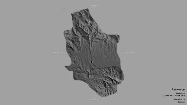 马其顿市Rankovce地区 在一个地理参照框的坚实背景上被隔离 Bilevel高程图 3D渲染 — 图库照片