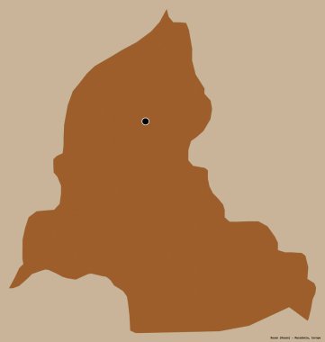 Makedonya Belediyesi Resen 'in şekli, sermayesi katı renk arka planında izole edilmiş. Desenli dokuların bileşimi. 3B görüntüleme