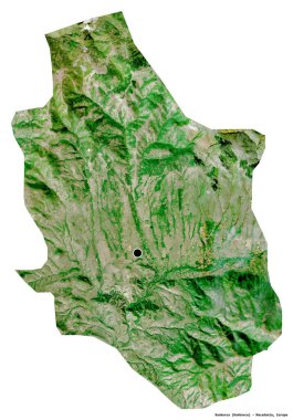 Makedonya 'nın Rankovce belediyesi, başkenti beyaz arka planda izole edilmiş durumda. Uydu görüntüleri. 3B görüntüleme