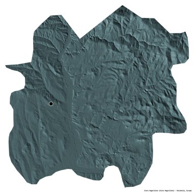 Makedonya 'nın başkenti Staro Nagoricane' nin beyaz arka planda izole edilmiş hali. Renkli yükseklik haritası. 3B görüntüleme