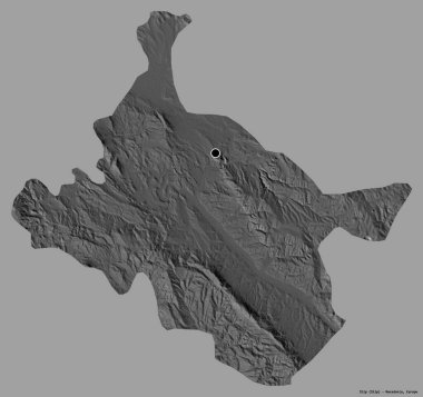 Makedonya Belediyesi Stip 'in başkenti sağlam bir renk zeminine sahip. Çift seviyeli yükseklik haritası. 3B görüntüleme