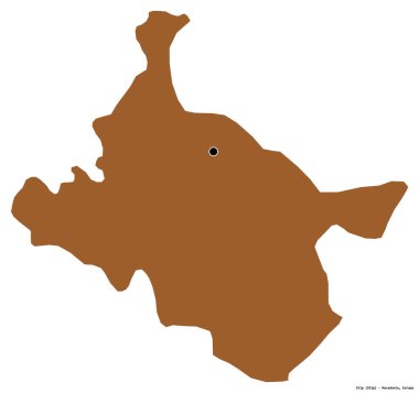 Makedonya 'nın başkenti Stip' in beyaz arka planda izole edilmiş hali. Desenli dokuların bileşimi. 3B görüntüleme