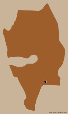 Makedonya 'nın Struga belediyesi, başkenti katı renk arka planına izole edilmiş durumda. Desenli dokuların bileşimi. 3B görüntüleme