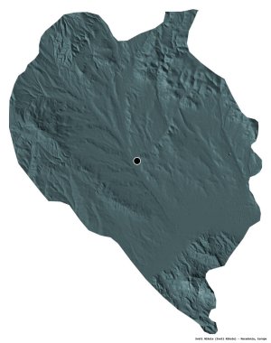 Makedonya 'nın başkenti Sveti Nikole' un beyaz arka planda izole edilmiş şekli. Renkli yükseklik haritası. 3B görüntüleme
