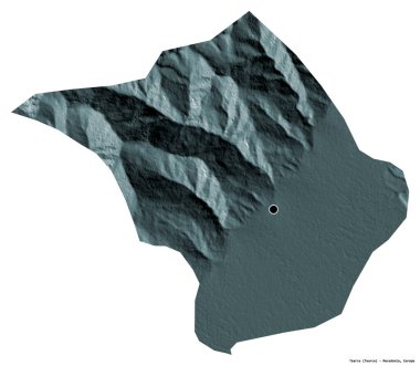 Makedonya 'nın başkenti beyaz arka planda izole edilmiş olan Tearce belediyesi. Renkli yükseklik haritası. 3B görüntüleme