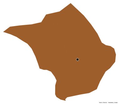 Makedonya 'nın başkenti beyaz arka planda izole edilmiş olan Tearce belediyesi. Desenli dokuların bileşimi. 3B görüntüleme