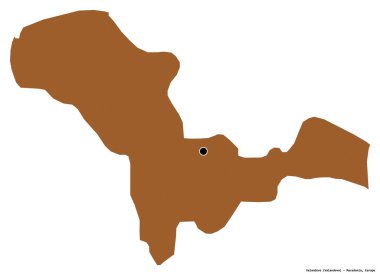 Makedonya 'nın başkenti Valandovo' nun beyaz arka planda izole edilmiş şekli. Desenli dokuların bileşimi. 3B görüntüleme