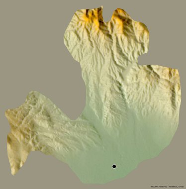 Makedonya 'nın Vasilevo belediyesi, başkenti katı renk arka planına izole edilmiş durumda. Topografik yardım haritası. 3B görüntüleme