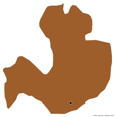 Makedonya 'nın Vasilevo belediyesi, başkenti beyaz arka planda izole edilmiş durumda. Desenli dokuların bileşimi. 3B görüntüleme