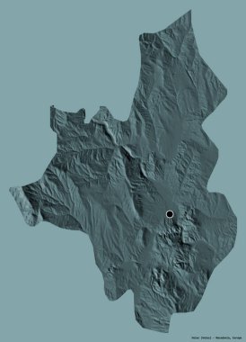 Makedonya 'nın başkenti sağlam bir renk zeminine sahip Veles belediyesi. Renkli yükseklik haritası. 3B görüntüleme