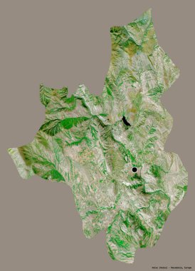 Makedonya 'nın başkenti sağlam bir renk zeminine sahip Veles belediyesi. Uydu görüntüleri. 3B görüntüleme