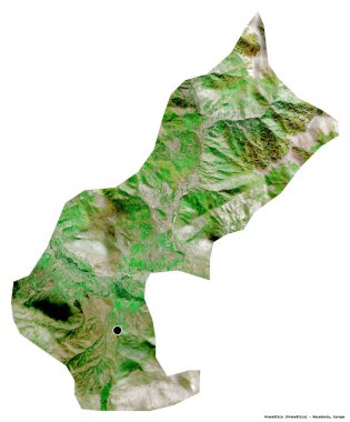 Makedonya 'nın başkenti Vranestica' nın beyaz arka planda izole edilmiş şekli. Uydu görüntüleri. 3B görüntüleme