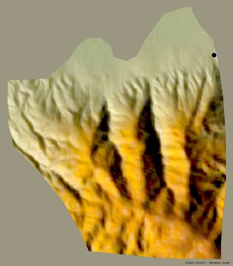 Makedonya 'nın Zrnovci belediyesi, başkenti katı renk arka planına izole edilmiş durumda. Topografik yardım haritası. 3B görüntüleme