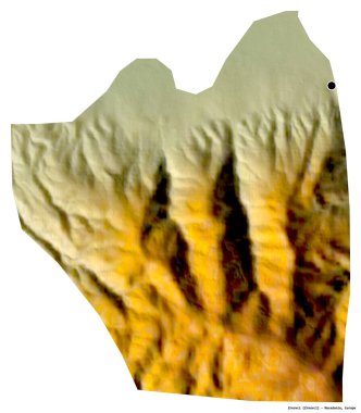 Makedonya 'nın Zrnovci belediyesi, başkenti beyaz arka planda izole edilmiş durumda. Topografik yardım haritası. 3B görüntüleme
