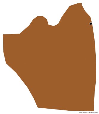 Makedonya 'nın Zrnovci belediyesi, başkenti beyaz arka planda izole edilmiş durumda. Desenli dokuların bileşimi. 3B görüntüleme