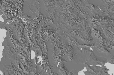 Makedonya 'nın genişletilmiş bölgesi. Çift seviyeli yükseklik haritası. 3B görüntüleme