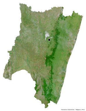 Madagaskar 'ın özerk eyaleti Fianarantsoa' nın beyaz arka planda bulunan başkenti. Uydu görüntüleri. 3B görüntüleme