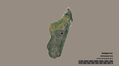 Başkenti, ana bölgesel bölümü ve ayrılmış Mahajanga bölgesi ile Madagaskar 'ın dejenere edilmiş şekli. Etiketler. Uydu görüntüleri. 3B görüntüleme