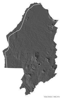 Beyaz arka planda başkenti izole edilmiş Blantyre, Malawi bölgesi. Çift seviyeli yükseklik haritası. 3B görüntüleme