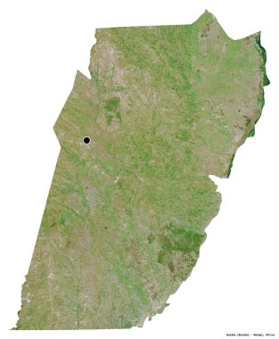 Beyaz arka planda başkenti izole edilmiş Balaka, Malawi bölgesi. Uydu görüntüleri. 3B görüntüleme