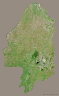 Malawi 'nin Blantyre ilçesi, başkenti katı renk arkaplanı ile izole edilmiştir. Uydu görüntüleri. 3B görüntüleme