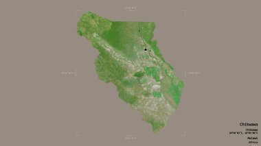 Chikwawa bölgesi, Malawi bölgesi, katı bir arka planda izole edilmiş bir sınır kutusunda. Etiketler. Uydu görüntüleri. 3B görüntüleme