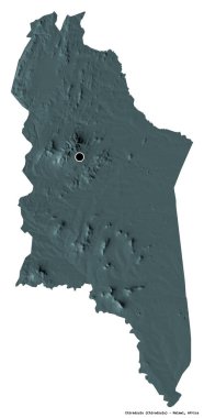 Malawi 'nin Chiradzulu ilçesi, başkenti beyaz arka planda izole edilmiştir. Renkli yükseklik haritası. 3B görüntüleme