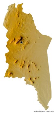 Malawi 'nin Chiradzulu ilçesi, başkenti beyaz arka planda izole edilmiştir. Topografik yardım haritası. 3B görüntüleme