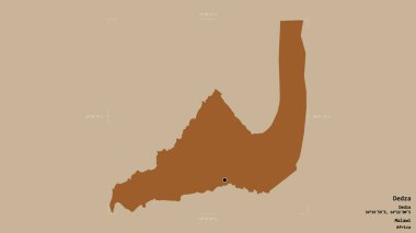 Dedza bölgesi, Malawi bölgesi, katı bir arka planda izole edilmiş bir sınır kutusunda. Etiketler. Desenli dokuların bileşimi. 3B görüntüleme