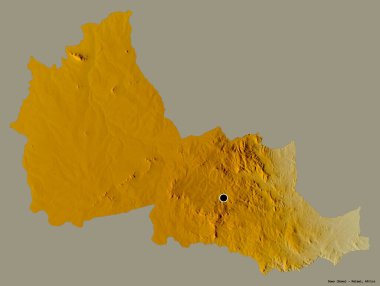 Malawi 'nin Dowa ilçesi, başkenti katı renk arkaplanı ile izole edilmiştir. Topografik yardım haritası. 3B görüntüleme