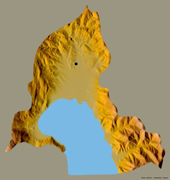 マケドニアの自治体であるResenの形は その首都はしっかりとした色の背景に隔離されています 地形図 3Dレンダリング — ストック写真