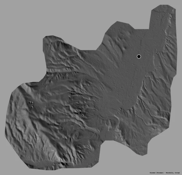Formen Til Rosoman Makedonia Kommune Med Hovedstad Isolert Solid Fargebakgrunn – stockfoto