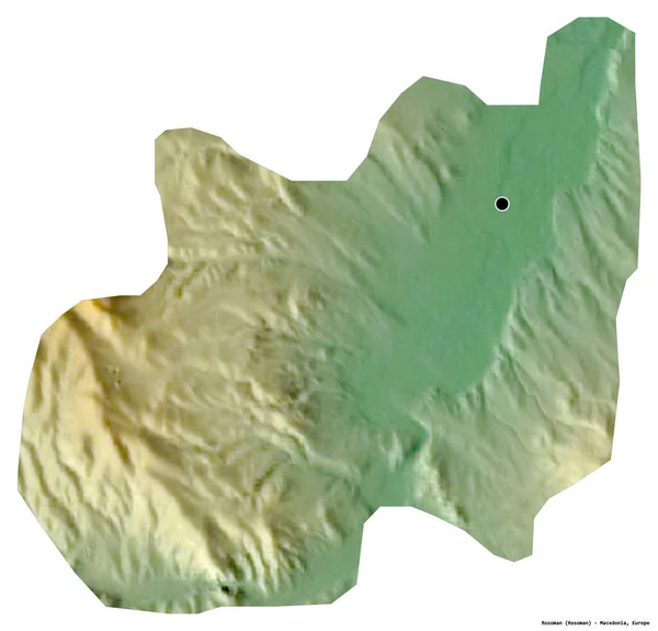 Tvar Rosoman Obec Makedonie Hlavním Městem Izolovaným Bílém Pozadí Topografická — Stock fotografie