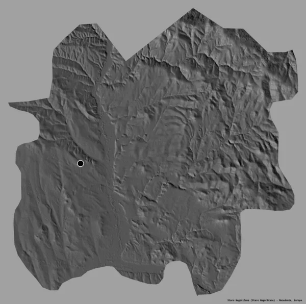马其顿市Staro Naquicane的形状 其首都以纯色背景隔离 Bilevel高程图 3D渲染 — 图库照片